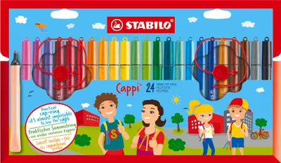Produktbild von STABILO Filzstift mit Kappenring -  Cappi - 24er Pack - 24 verschiedene Farben