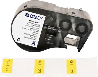 Produktbild von Brady, M4-91-427-YL, selbstlaminierendes Vinyl, Gelb/Transparent, 25.40 x 12.70(38.10) mm, permanent, für Kabeldurchmesser von 4.00
