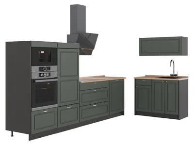 Obrázok produktu pre Kuchyňa Vicco Fame-Line Zelený a zlatý vidiecky dom/antracitová 380 cm, AP Oak, Model 64065