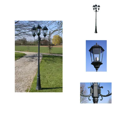 Immagine prodotto di vidaXL Lanterna da giardino a 3 fiamme 230 cm verde scuro/nero alluminio - Illuminazione per esterni