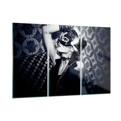 Produktbild von Bilder auf glas - Frau Karneval Maske Mode - 105x70cm - Glasbilder - Wandbilder - Kunstdruck - zum Aufhängen bereit - Wanddekoration aus Glas - Glas Bilder - Wandbild auf Glas - GCE105x70-2212