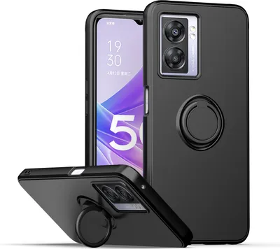 Produktbild von Oppo A57 5G Handyhülle, Ring Halter Ständer Kratzfeste Weiche Silikon schutzhülle für Oppo A57 5G Schwarz