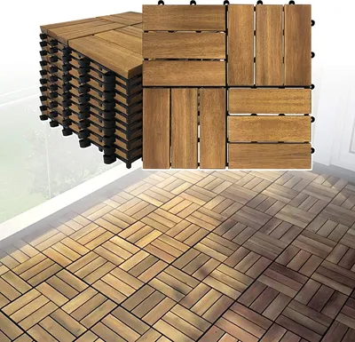 Produktbild von LARS360 piastrelle di legno per pavimenti 11pz piastrelle per terrazzi piastrelle per balconi pavimentazione con sistema di clic e drenaggio acacia le