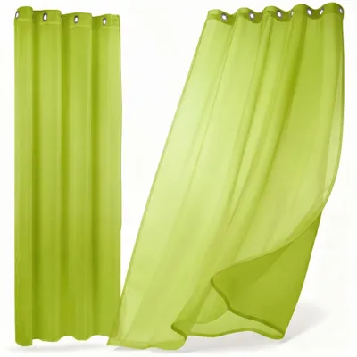 Image de Rideau Beautex Dolly transparent, au choix avec fixation à fronces ou à œillets, taille et couleur au choix, 140 x 240 cm, vert anis