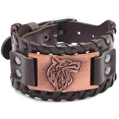 Image de Bracelet ET-34342 Loup Marron pour Hommes KP34342