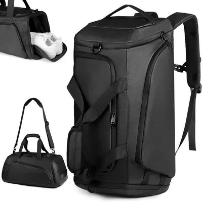 Produktbild von Wasserdichte Sporttasche - Travel Duffle - Sport und Reisen - Mit Schuhfach - 50 Liter - Schwarz