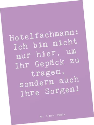 Produktbild von Mr. & Mrs. Panda Postkarte Spruch Hotelfachmann Sorge - Lavendeltraum - Geschenk, Hotellerie, Ansichtskarte, Humorvoller, Fotokarte, Kommunikation, Wertschätzung, Hotel