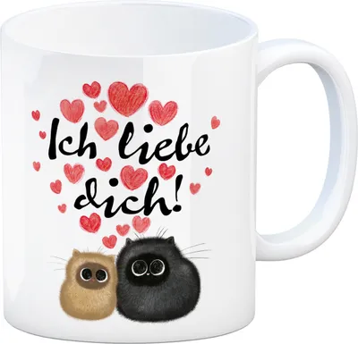 Produktbild von Knuffige Katzen Kaffeebecher mit Spruch Ich liebe dich