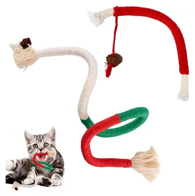 Produktbild von Katzenspielzeug Katzenbeißseil, Selbstbeschäftigungsspielzeug mit Katzenminze, Interaktives Spielzeug für Katzen, Zum Kauen und Zahnen (2 Stück)