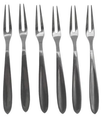 6 Fisch- und Schneckengabeln aus Edelstahl, silber