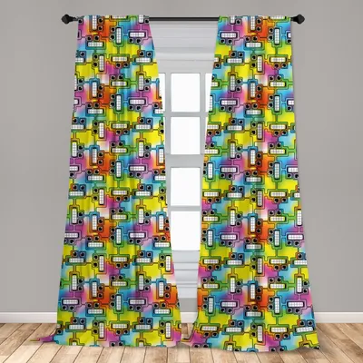 Obrázok produktu pre Abakuhaus, záclony, vzor s geometrickými motívmi, sada pozostávajúca z 2 kusov, 150 x 225 cm
