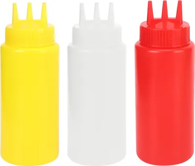 Produktbild von 3 Stück 3-Loch-Quetschflasche mit Deckel für Salatdressing