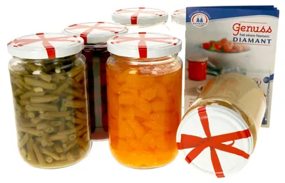 Zdjęcie produktu dla 6x słoiki do przetworów 720 ml I dekoracja wieczka I Twist-Off TO 82 + książeczka z przepisami