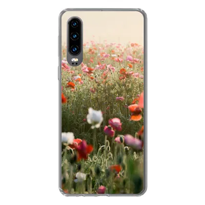 Produktbild von MuchoWow® Handyhülle Schutzhülle Hülle für Huawei P30 Mohn - Farben - Pastell Silikon Softcase Handy Hülle - Kartenbesitzer