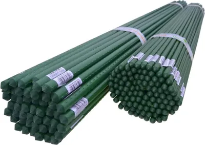 Two bundles of green plant stakes are shown against a white background.