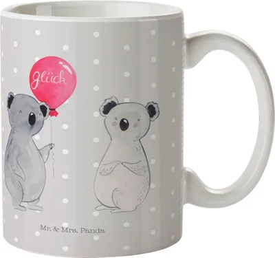 Produktbild von Mr. & Mrs. Panda Camping Tasse Koala Luftballon - Grau Pastell - Geschenk, Kindertasse, Haferl, Party, Schulkind, Plastikbecher, Trinklernbecher, Geburtstag