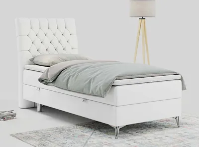 Produktbild von Boxspringbett, Gästebett, Kinderbett mit Bettkästen  - MILEN - 90x200cm - links - Weiß - H3