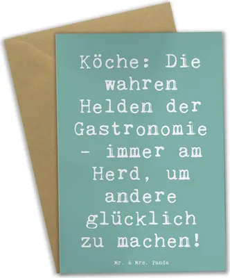 Produktbild von Mr. & Mrs. Panda valentinstagskarte Spruch Koch Helden - Meeresbrise - Geschenk, Qualität, Speisen, Kochkunst, Zutaten, Geschenke für Berufstätige, osterkarte, Beruf