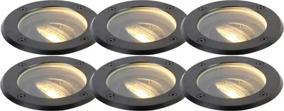 Zdjęcie produktu dla Zestaw 6 czarnych regulowanych lamp ogrodowych do wkopania IP65 - Delux