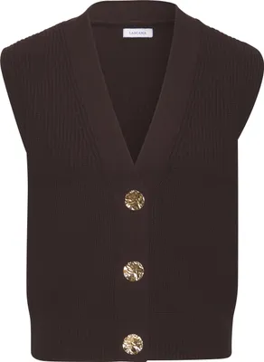 Produktbild von LASCANA Strickweste mit goldenen Knöpfen in lockerer Passform dunkelbraun Größe 44/46
