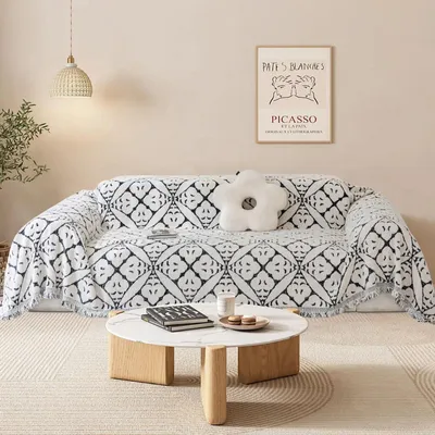 Sofaüberzug für 3-Sitzer Ecksofa, Chenille, 180x340 cm, schwarz, waschbar