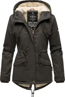 Produktbild von Marikoo Manolya Damen Winter Jacke Stepp Parka Mantel Teddyfell warm gefüttert Manolya Anthrazit Gr. 36 - S
