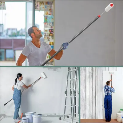 Productafbeelding van Allecto Premium - Verstelbare verfroller, 223 cm - Spons - Voor het schilderen - Decoratietool - Geschikt voor muren en plafonds