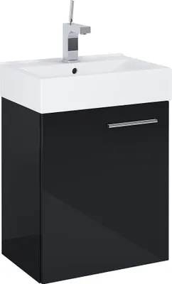 Obrázok produktu pre VBChome Súprava kúpeľňového nábytku 45 cm Biele umývadlo s čiernou nástennou skrinkou Kúpeľňová skrinka s umývadlom Vanity unit 1-dverová Soft-close