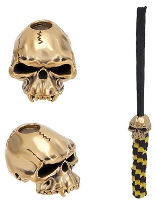 2 Messing Totenkopf Lanyard Perlen, antik Gold, 16x18x22mm