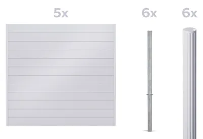 Produktbild von Alberts Sichtschutz Palitio als Set,weißalu.9006, zum Einbetonieren, Länge 10,00m, Profilhöhe 150mm