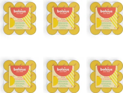 Image de Bolsius - True Citronella - Bougies à réchaud parfumées - 18 pièces par paquet - Jaune - Pack avantage - 108 pièces - 6 Emballage