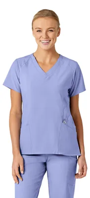 Image de WonderWink - T-shirt à encolure en V stylisée pour femmes, modèle "Ceil Blu"