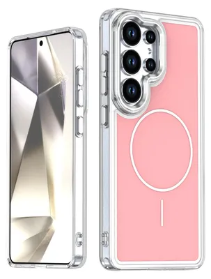 Produktbild von Magnetische Hülle für Samsung Galaxy S25 Ultra, Dünn Klare Stoßfest Handyhülle, Kompatibel mit MagSafe Pink