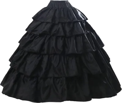 Productafbeelding van Zwarte dames petticoat met volle ruches en vier hoepels, crinoline in vintage rockabilly-stijl voor bruiloft en feest