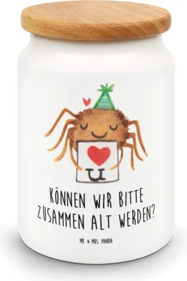 Produktbild von Mr. & Mrs. Panda Dose Spinne Agathe Brief - Weiß - Geschenk, Lebensmittelbehälter, Liebespaar, Keksdose, Treuetest, Verliebt, Aromadose, Ich Liebe Dich, Heiratsantrag