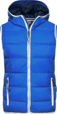 Produktbild von Modische Steppweste mit angeschnittener Kapuze nautic-blue/white, Gr. XL