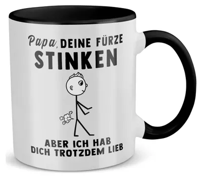 Produktbild von 22Feels Papa Geschenk Vatertag Vater Tasse Deine Fürze Stinken Geburtstag Kaffeetasse Männer Weihnachten Haferl (Weiss-Schwarz)