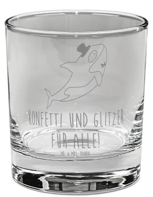 Produktbild von Mr. & Mrs. Panda Tumbler Glas Orca Zylinder - Transparent - Geschenk, Whiskyglas, Glückwunsch, Konfetti, Geburtstag, Meer, Rocks, Bourbon, Fest, Gravur, Narwal