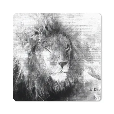 Produktbild von MuchoWow® Mauspad Mousepad Löwe - Zeitung - Schwarz - Weiß 30x30 cm - Mousepads - Maus Mat - Pad - Mausunterlage - Gaming