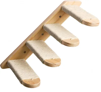 Produktbild von Katzenwandregal – Regale, Treppe, Balkon, 4 Holzhaken – Wandmontage