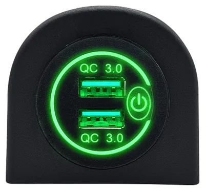 Produktbild von ProRide USB-Autolader, 2 Ports, QC3.0 18W, Schalter, 1-fach Aufbau, 12V