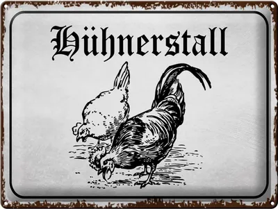 Produktbild von Blechschild Hinweis Hühnerstall Hühner Bauernhof, 40 x 30 cm, Blechschilder Spruch Hühner Tier Ei