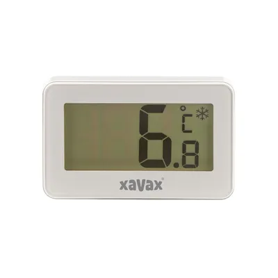 A white digital thermometer displaying the temperature.
