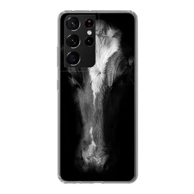 Produktbild von MuchoWow® Handyhülle Schutzhülle Hülle für Samsung Galaxy S21 Ultra Kuh - Tiere - Schwarz Silikon Softcase Handy Hülle - Mobiltelefon