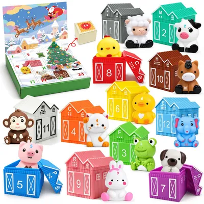 Productafbeelding van Adventskalender 2026 dieren speelgoed voor peuters - Baby's cijfertoewijzing en sorteerspel vingerpoppen