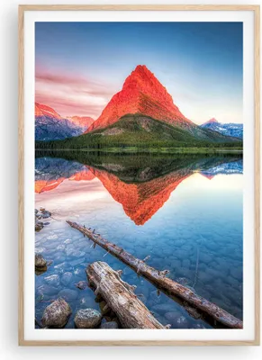 Produktbild von Gerahmtes Poster - Rahmen in heller Eiche - See Berge Spiegelung - 70x100 cm - Wand Bild - Wanddeko - Wandbilder - Wandposter - Bilderrahmen - Bilder - Kunstdruck - Wandbild - P2NPA70x100-4226