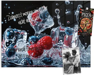 Produktbild von Magnettafel 120x90cm Pinnwand Whiteboard beschreibbar - Beeren Eiswürfel