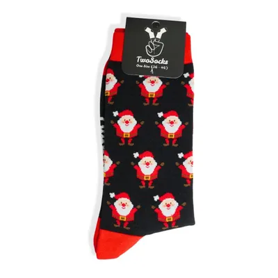 Produktbild von Weihnachtssocken Weihnachtsmann schwarz lustige Socken für Weihnachten, Einheitsgröße