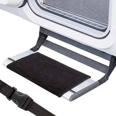 Produktbild von ONVAYA® Fußmatte, Wohnmobil Fußmatte für Trittstufe mit Klickverschluss, Rutschfeste Wohnwagen-Fußmatte, Wohnmobil Zubehör, größenverstellbar, robustes Material, einfache Reinigung