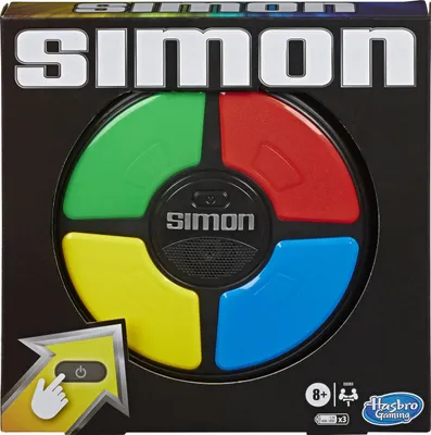 Produktbild von Hasbro Simon Gedächtnisspiel, Lichter & Geräusche, integrierte Highscore-Funktion, tragbar, Kunststoff, Mehrfarbig, 25,7x25,7x27,9 cm (BxLxH)